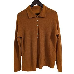 Vince Mohair Wool Ribbed Polo Sweater Shrunk - Fits like Large/XL - Burnt Orange